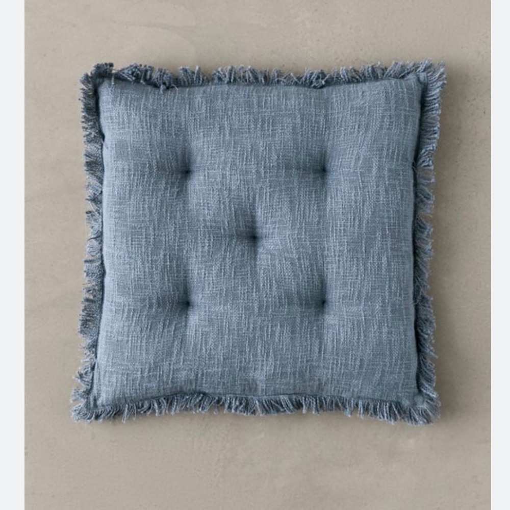URBAN OUTFITTERS Logan Fringe Floor Pillow Blue 22x 22 NWOT